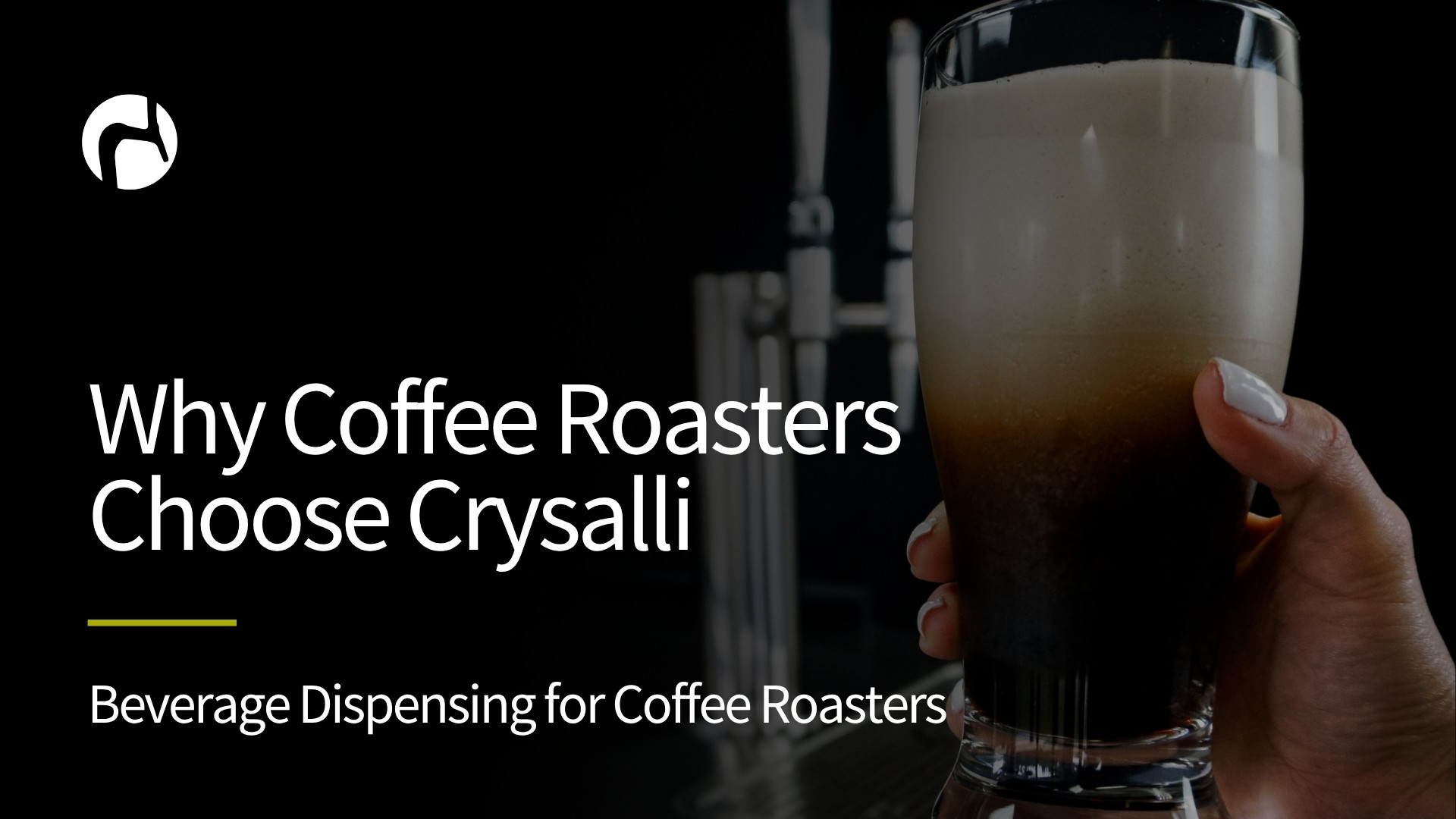 Nitro cold brew pouring from tap into glass with visible cascade effect